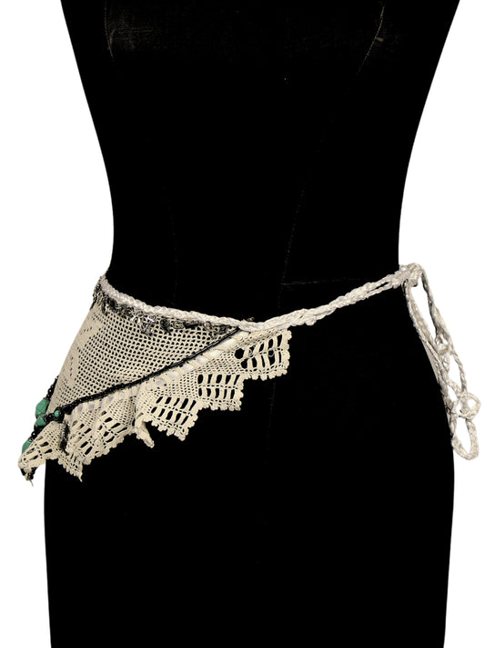 Füme Işıltı – Üçgen Tığ Motifli Çok Amaçlı Aksesuar