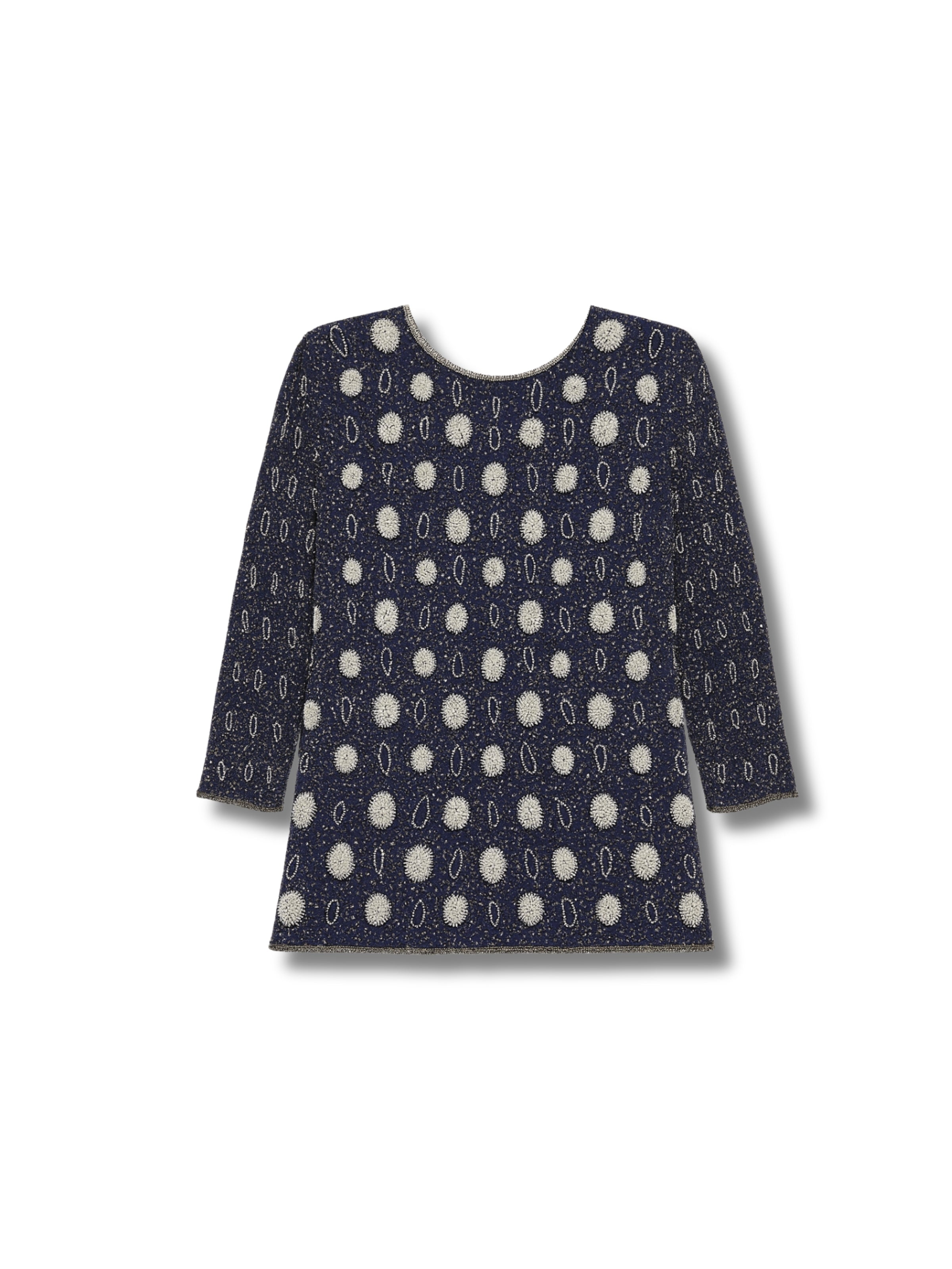 Gece Zarafeti – Lacivert Uzun Formlu Taş İşlemeli Ceket