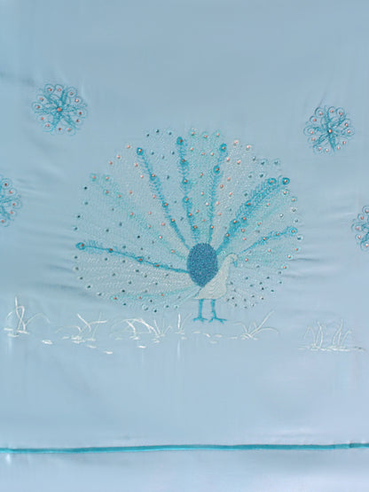 Maviş – Nakışlı Pamuklu Saten Nevresim Takımı