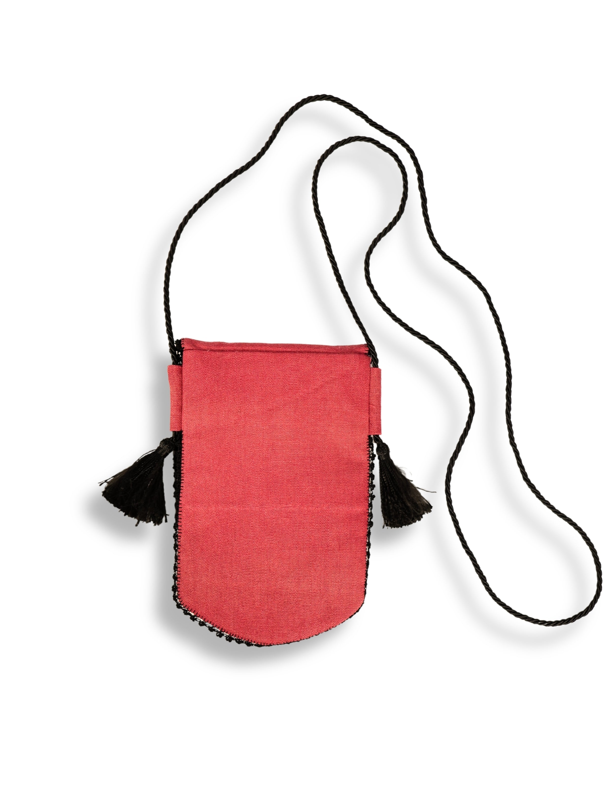 Dried Rose – Beaded and Crocheted Linen Pouch