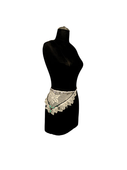 Füme Işıltı – Üçgen Tığ Motifli Çok Amaçlı Aksesuar