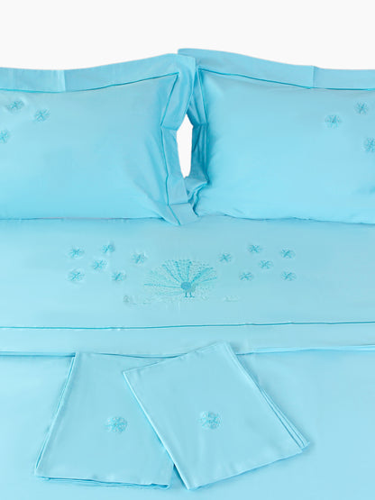 Maviş – Nakışlı Pamuklu Saten Nevresim Takımı