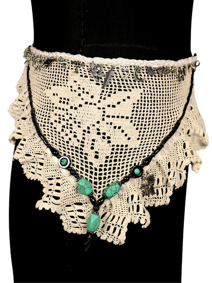 Füme Işıltı – Üçgen Tığ Motifli Çok Amaçlı Aksesuar