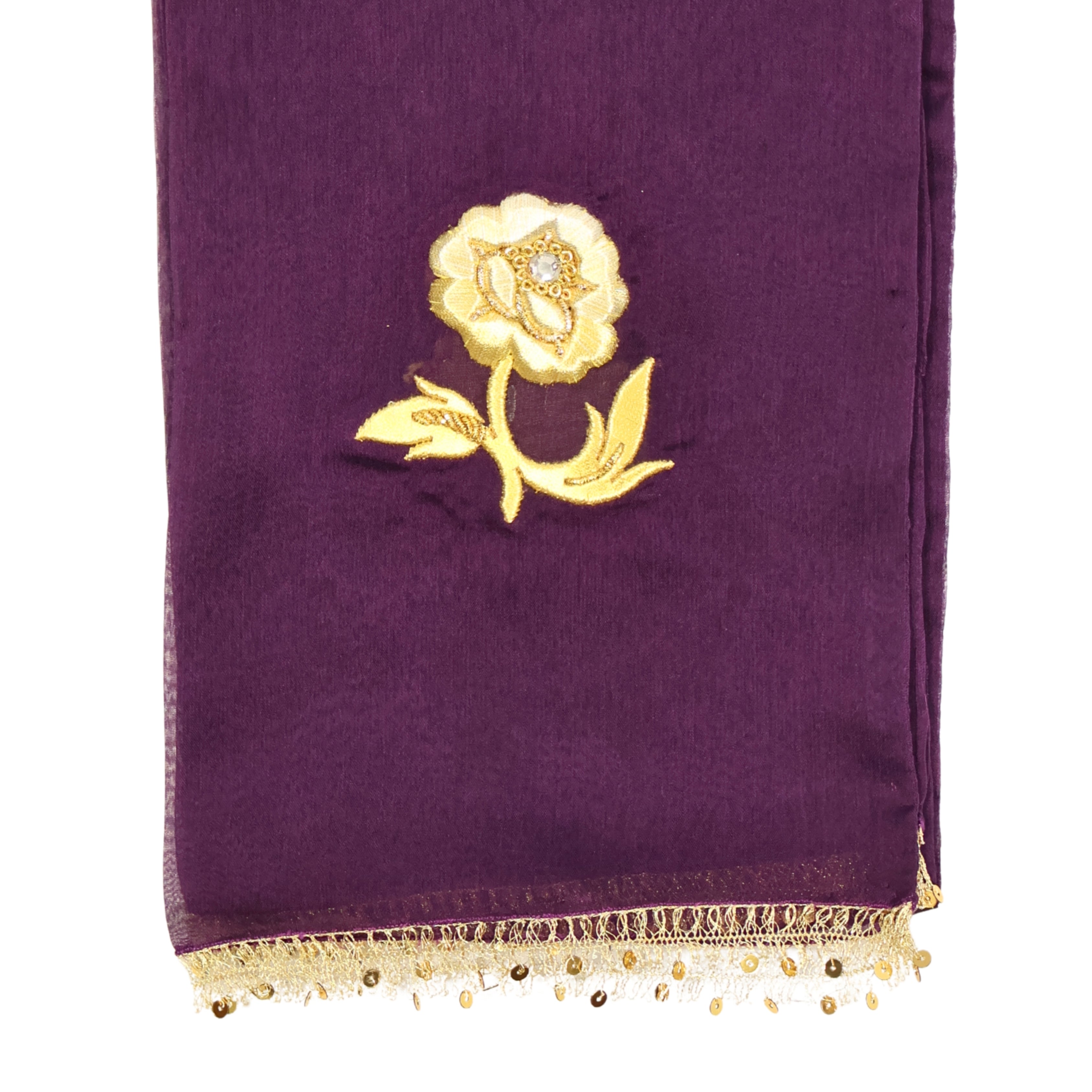 Gece Moru – Maraş İşi İşlemeli İpek Şifon Fular