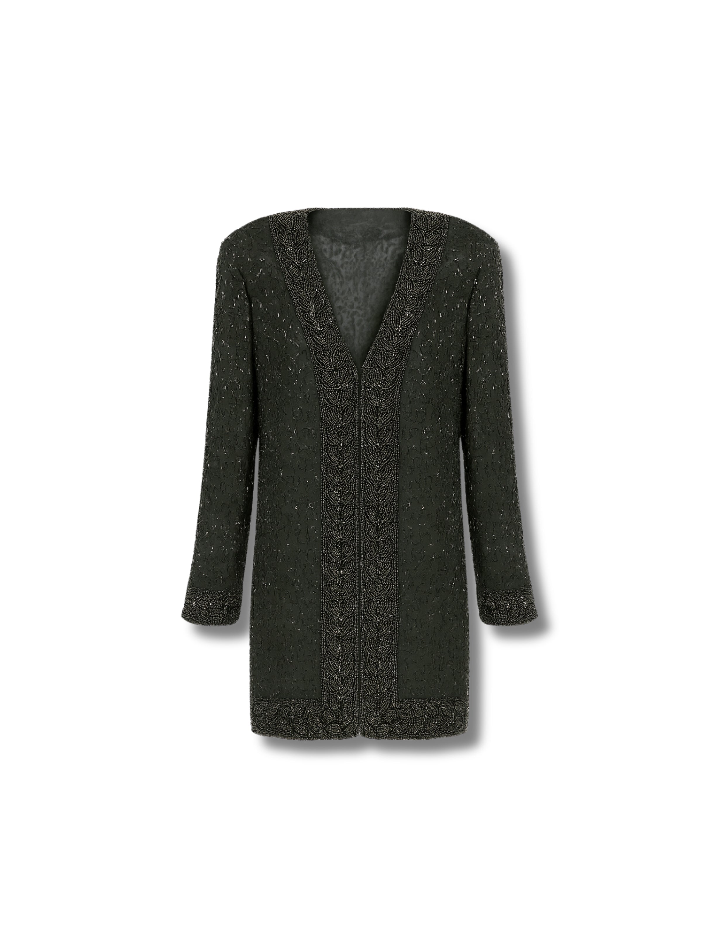 Siyah Asalet – Uzun Formlu El İşlemeli Ceket