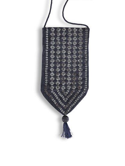 Gümüş Su – Lacivert İpek Fay Kumaş Kese