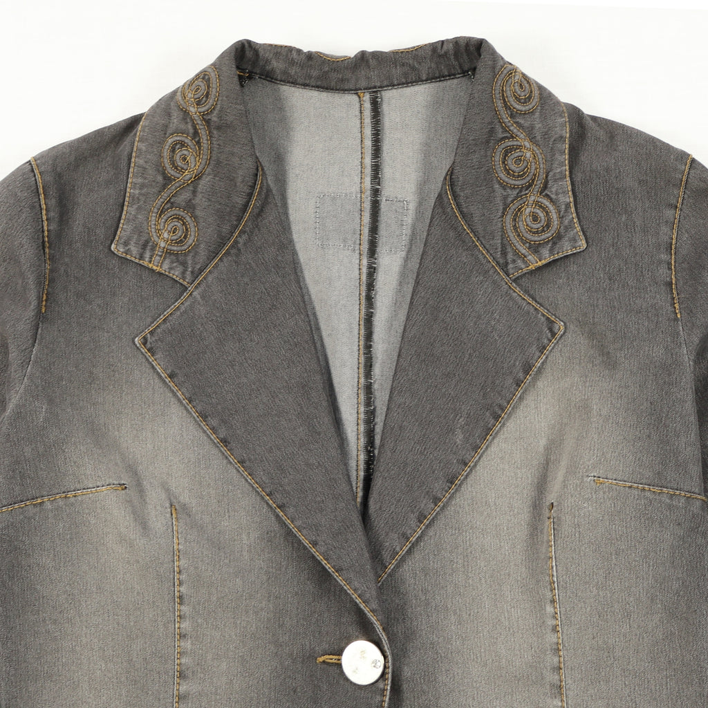 Taş Mavi İz – Kapitone Detaylı Denim Ceket & Pantolon Takım