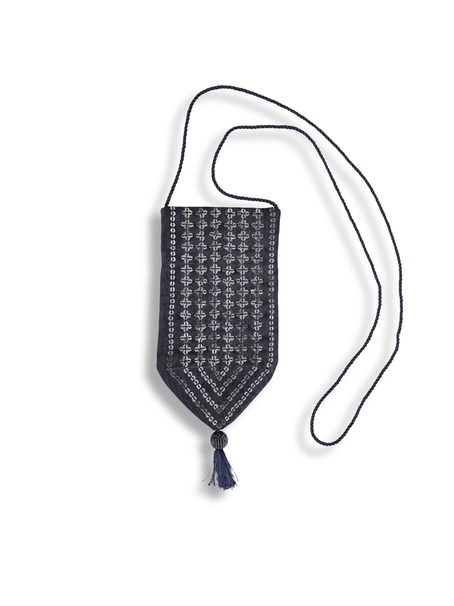 Gümüş Su – Lacivert İpek Fay Kumaş Kese