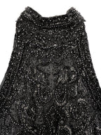 Siyah Işık – Boncuk İşlemeli Yüksek Yaka Bluz