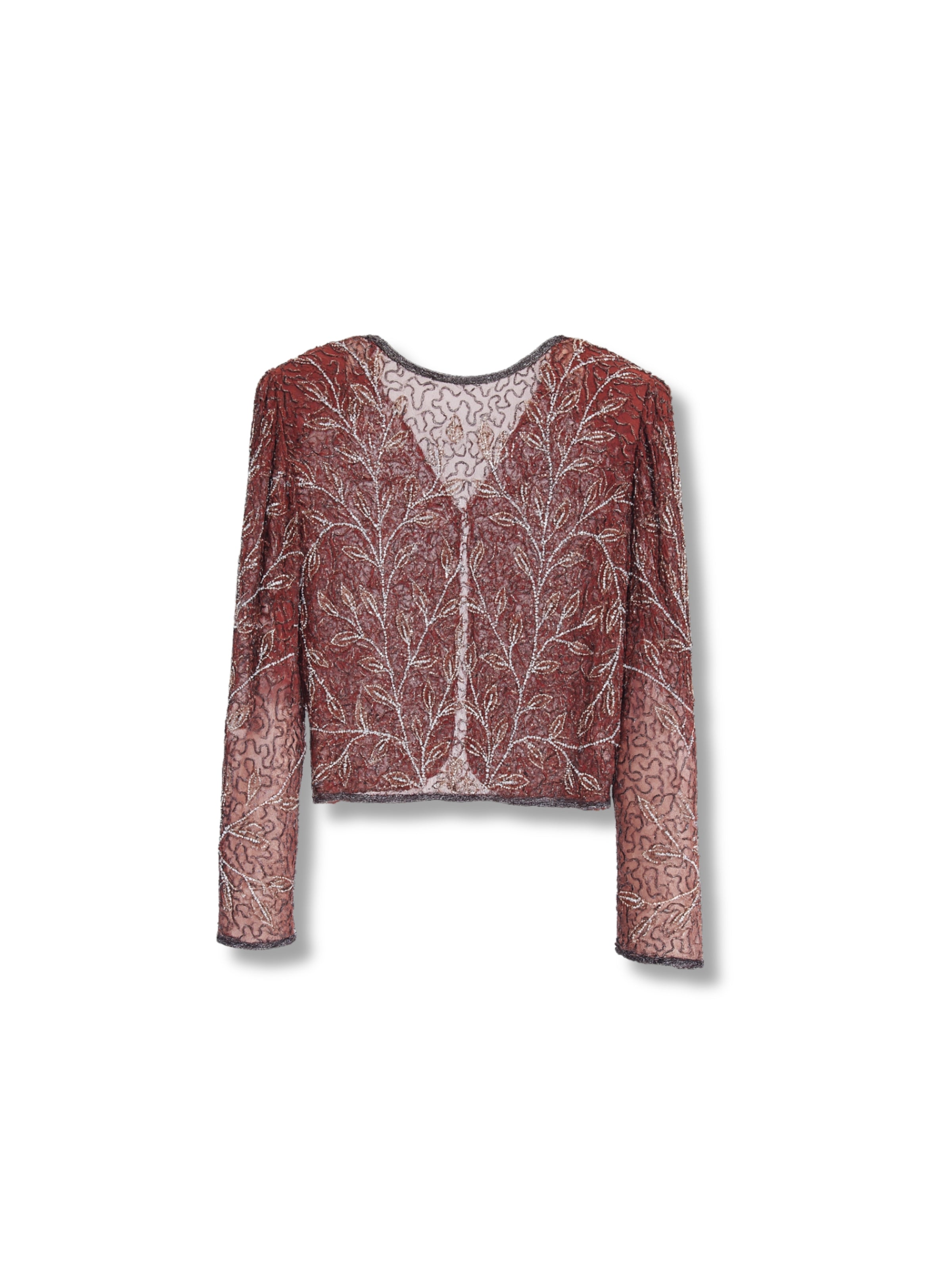 Toprak Zarafeti – Bordo Yaprak Motifli El İşlemeli Ceket