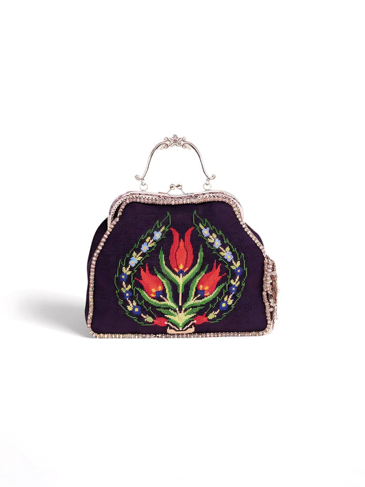 Lalezar – Hand Embroidered Tulip Garden Vintage Bag