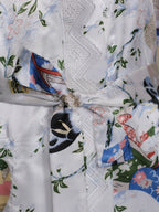 Gün Doğumu - Desenli Saf İpek Uzun Kimono - Sabahlık