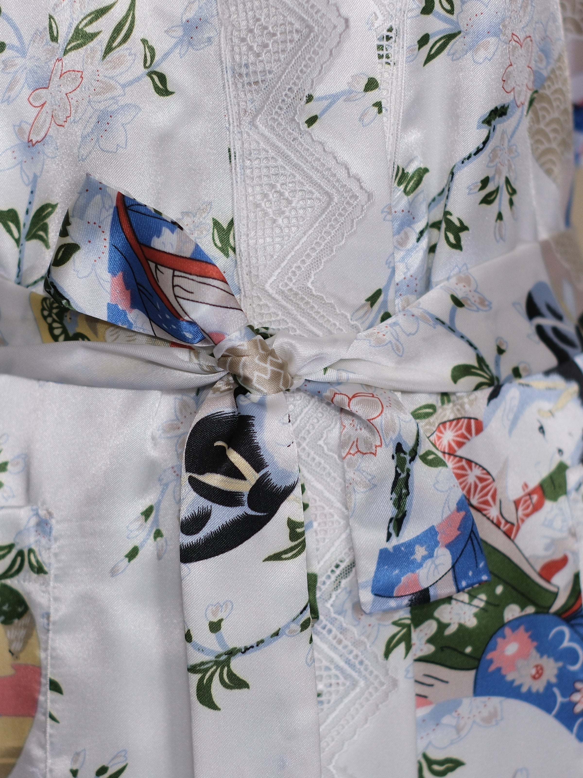 Gün Doğumu - Desenli Saf İpek Uzun Kimono - Sabahlık