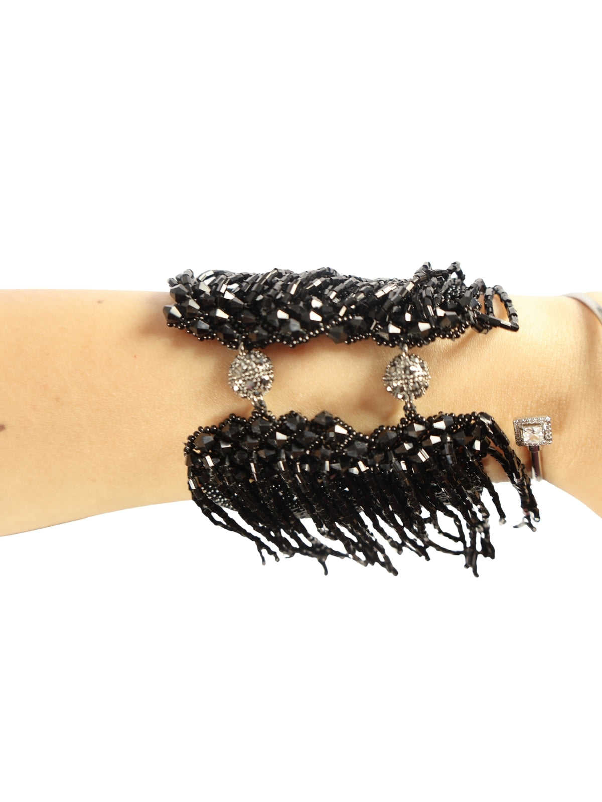 Handmade Bracelet with Cut Beads and Diamond Pattern