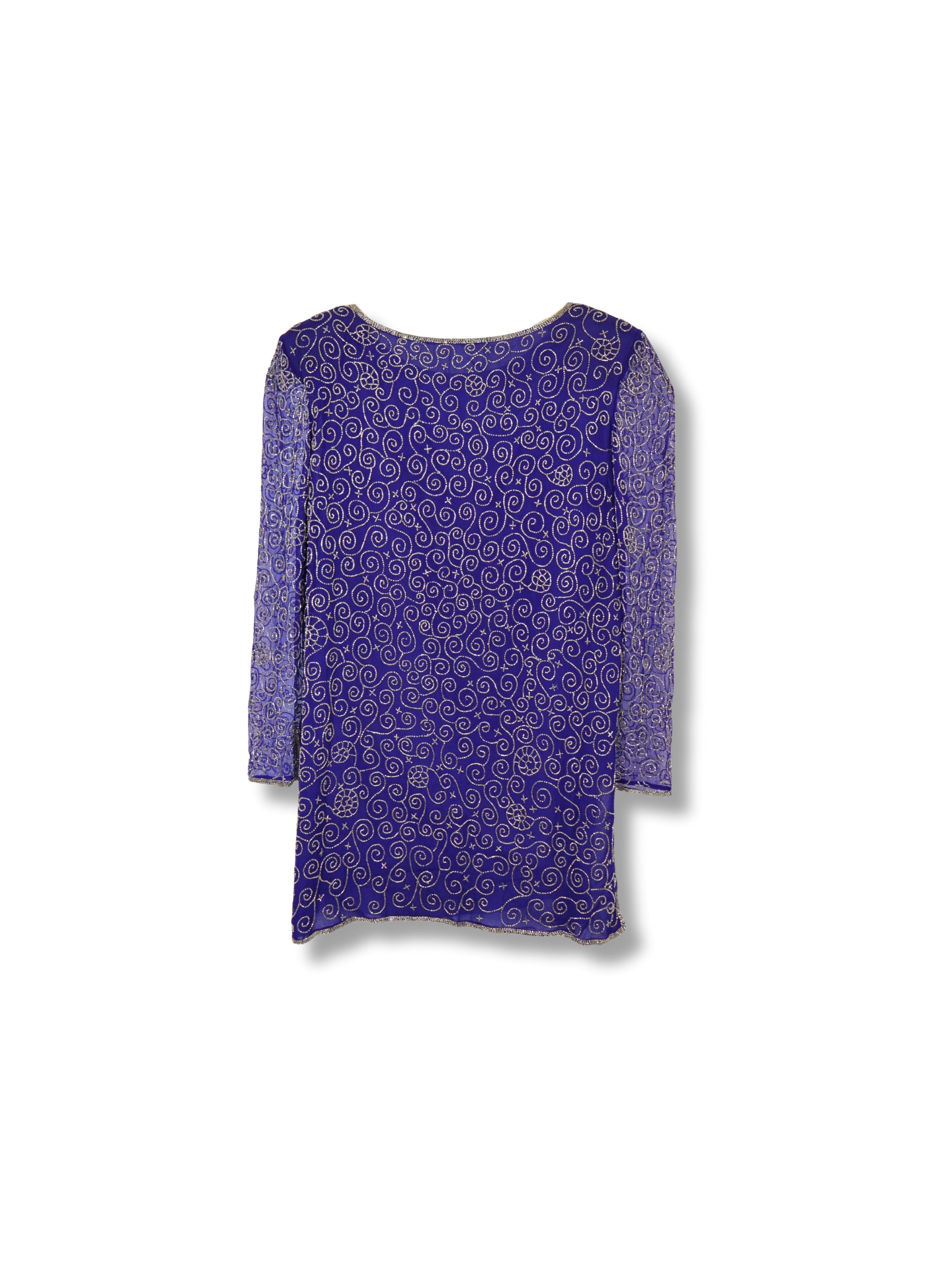 Lacivert Fırtına – Spiral Motifli El İşlemeli Tunik