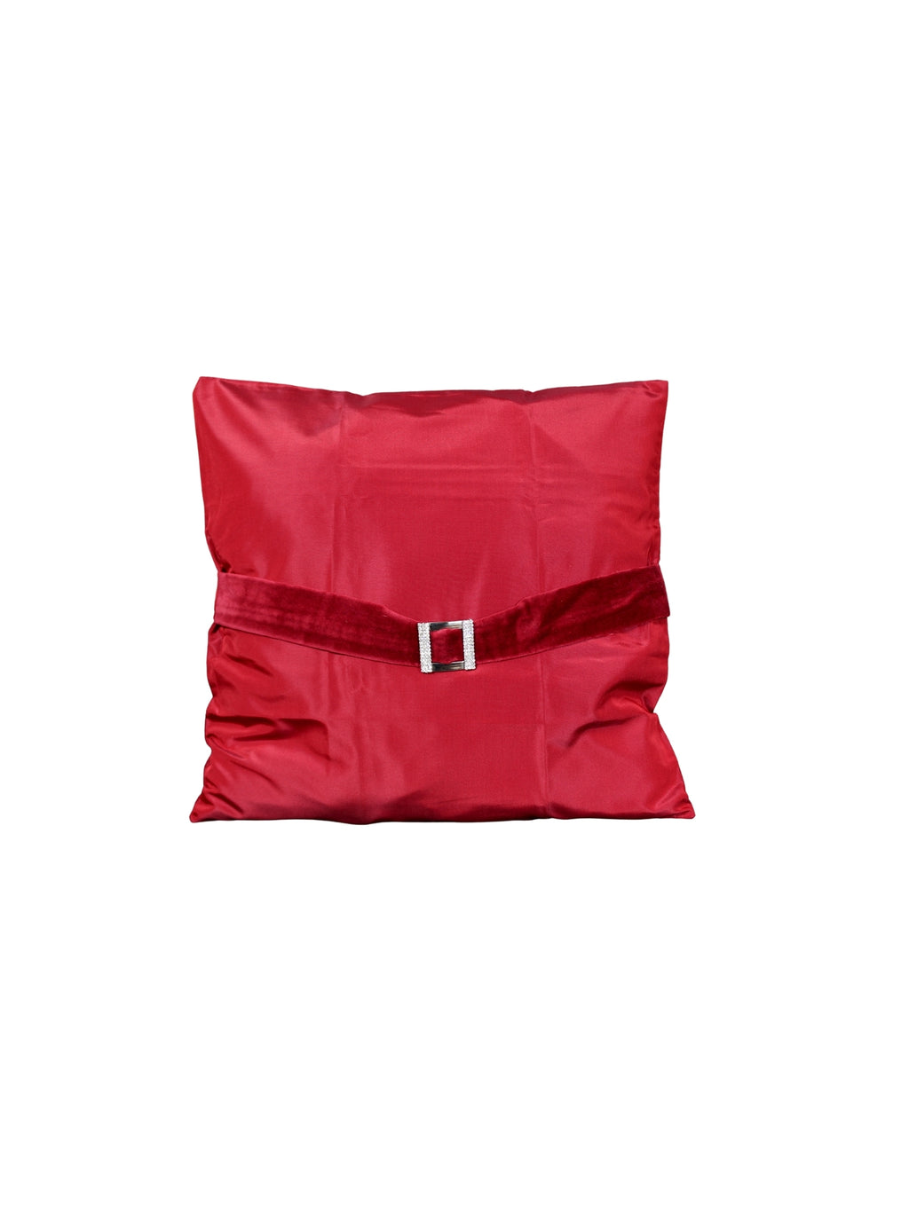 Bordo Zarafet – Tafta Üzeri Kadife ve Taşlı Tokalı Kırlent Kılıfı