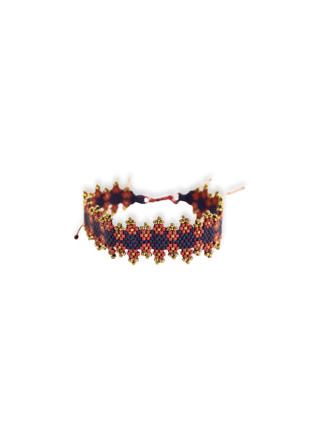 Miyuki Crystal Beaded Burgundy &amp; Navy Blue Bracelet