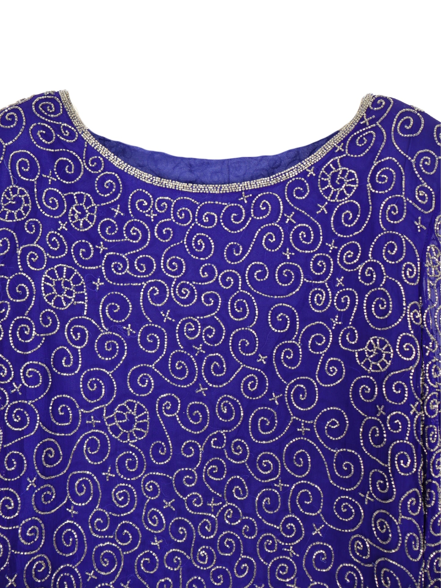 Lacivert Fırtına – Spiral Motifli El İşlemeli Tunik