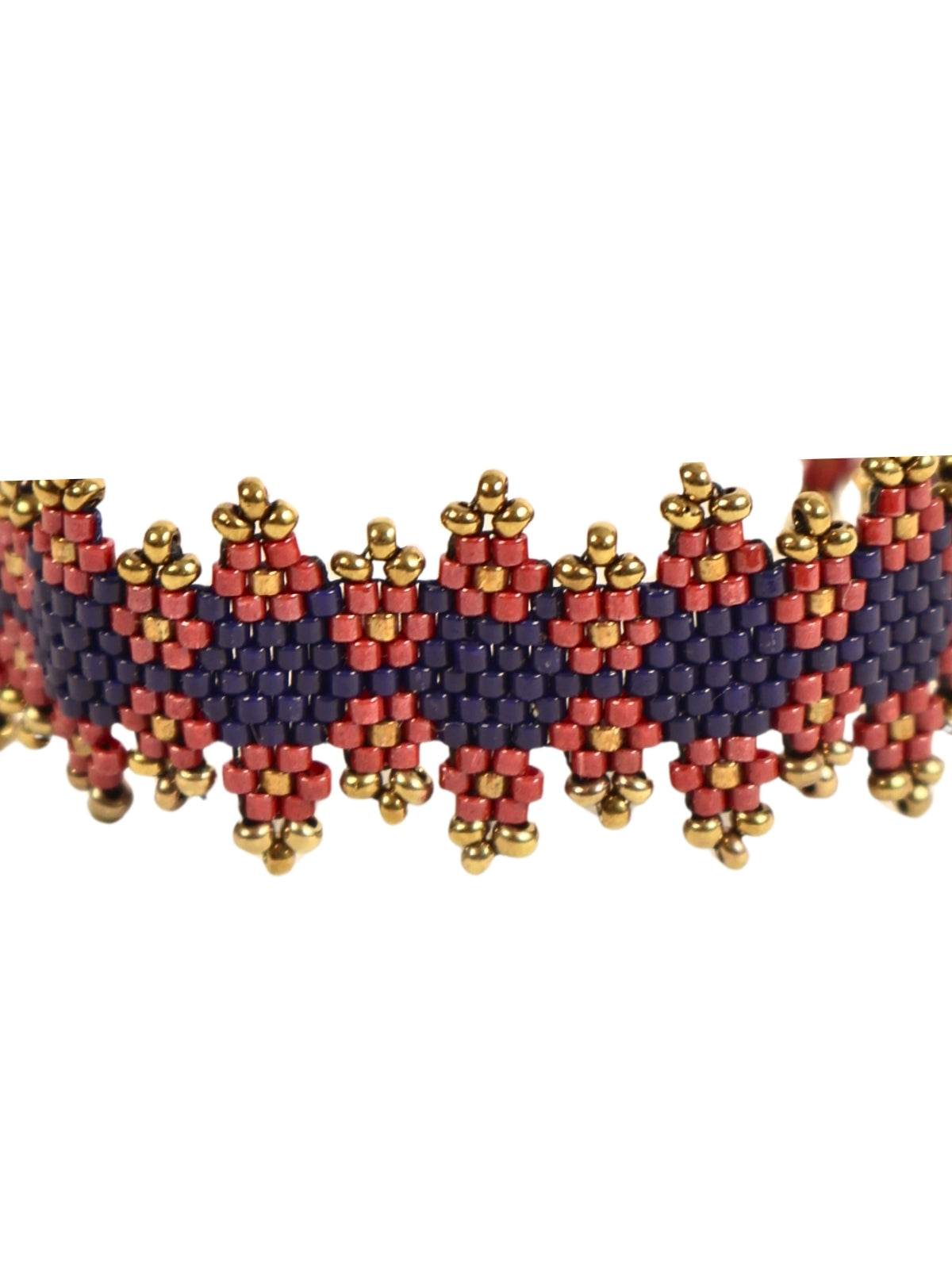 Miyuki Crystal Beaded Burgundy &amp; Navy Blue Bracelet