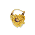 Toprak Gül – Deri, Metal ve Oya Detaylı El Yapımı Bileklik (Ayarlanabilir)
