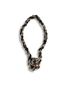 Yankı - Natural Woven Cloth and Silver Glitter Twisted Necklace