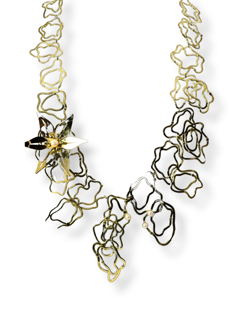 Iz's Wave - Brass Necklace with Brooch Pin