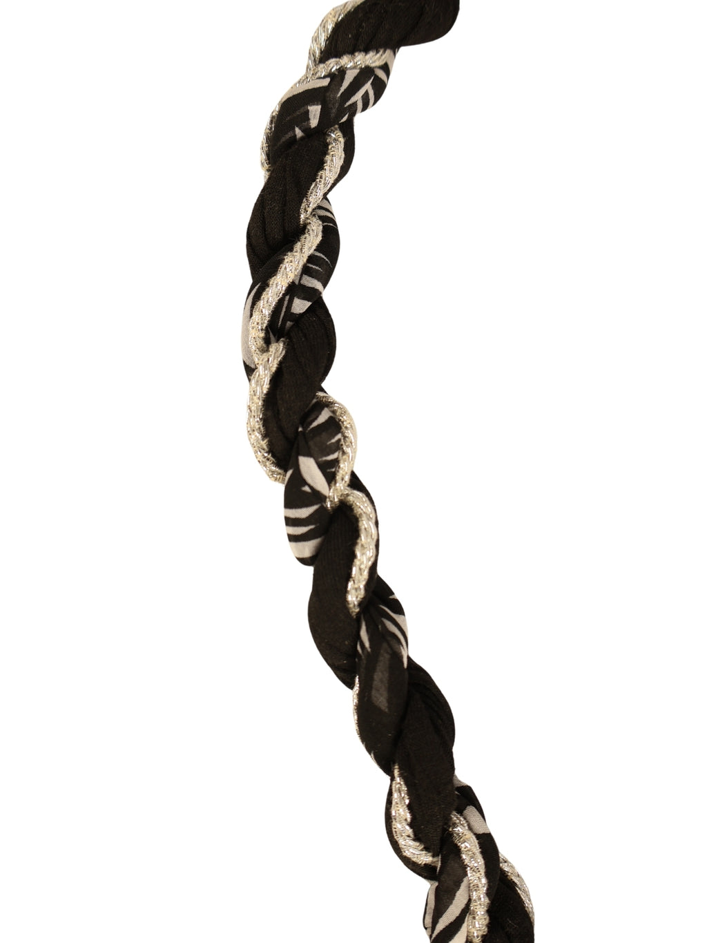 Yankı - Natural Woven Cloth and Silver Glitter Twisted Necklace