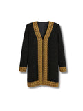 Golden Lines – Long Jacket with Gold Pattern on Black