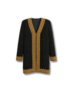 Golden Lines – Long Jacket with Gold Pattern on Black