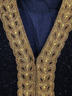 Golden Lines – Long Jacket with Gold Pattern on Black