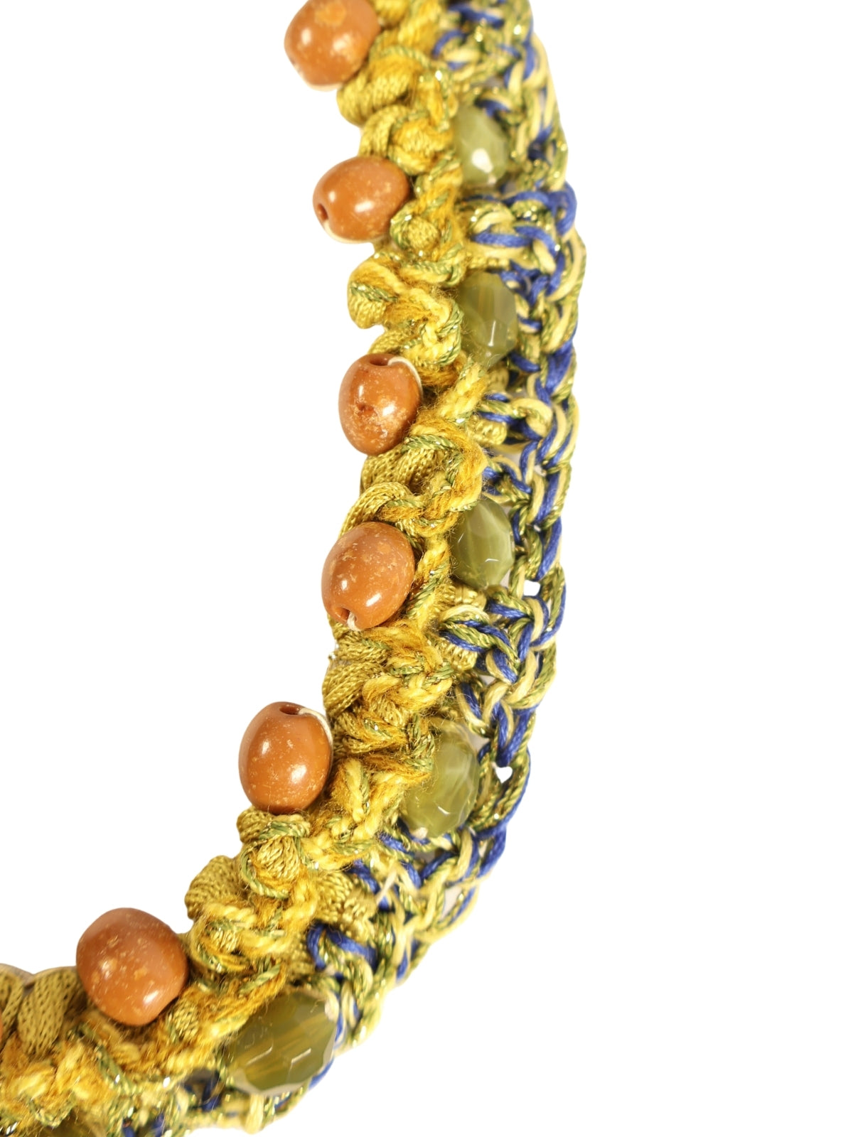 Memory of Time - Vintage Gold Mortar Necklace with Colorful Crystals and Natural Stones