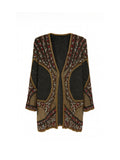 Golden Touch – Black, Red, and Silver Embroidered Mandarin Collar Long Jacket