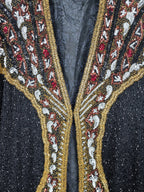 Golden Touch – Black, Red, and Silver Embroidered Mandarin Collar Long Jacket