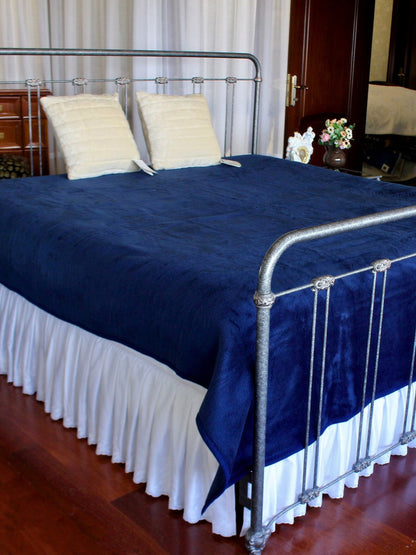 Vidal – Lacivert Çift Kişilik Vintage Battaniye/Yatak Örtüsü