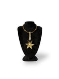 Golden Flower – Leather and Brass Necklace