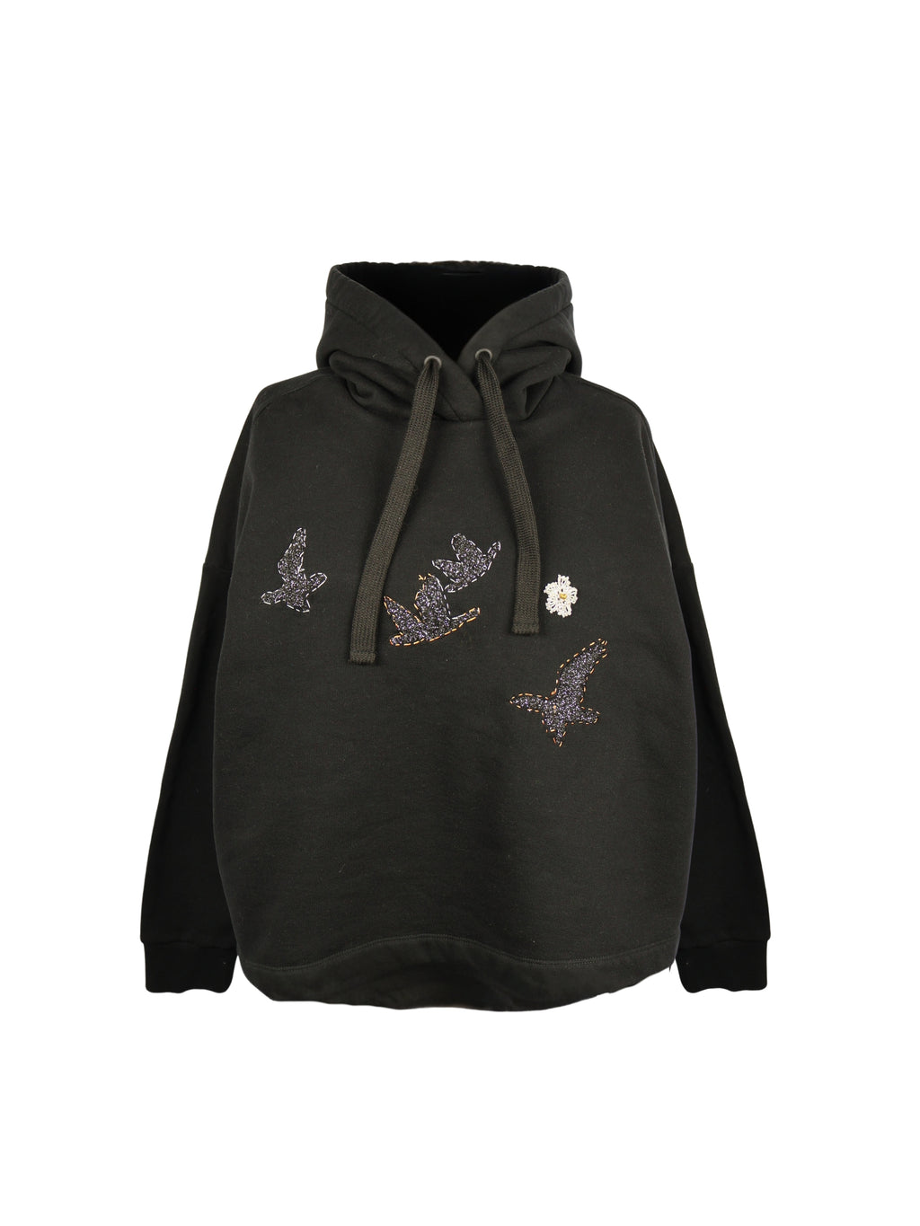 Simli Gece – Gümüş Detaylı Kapüşonlu Oversize Sweatshirt