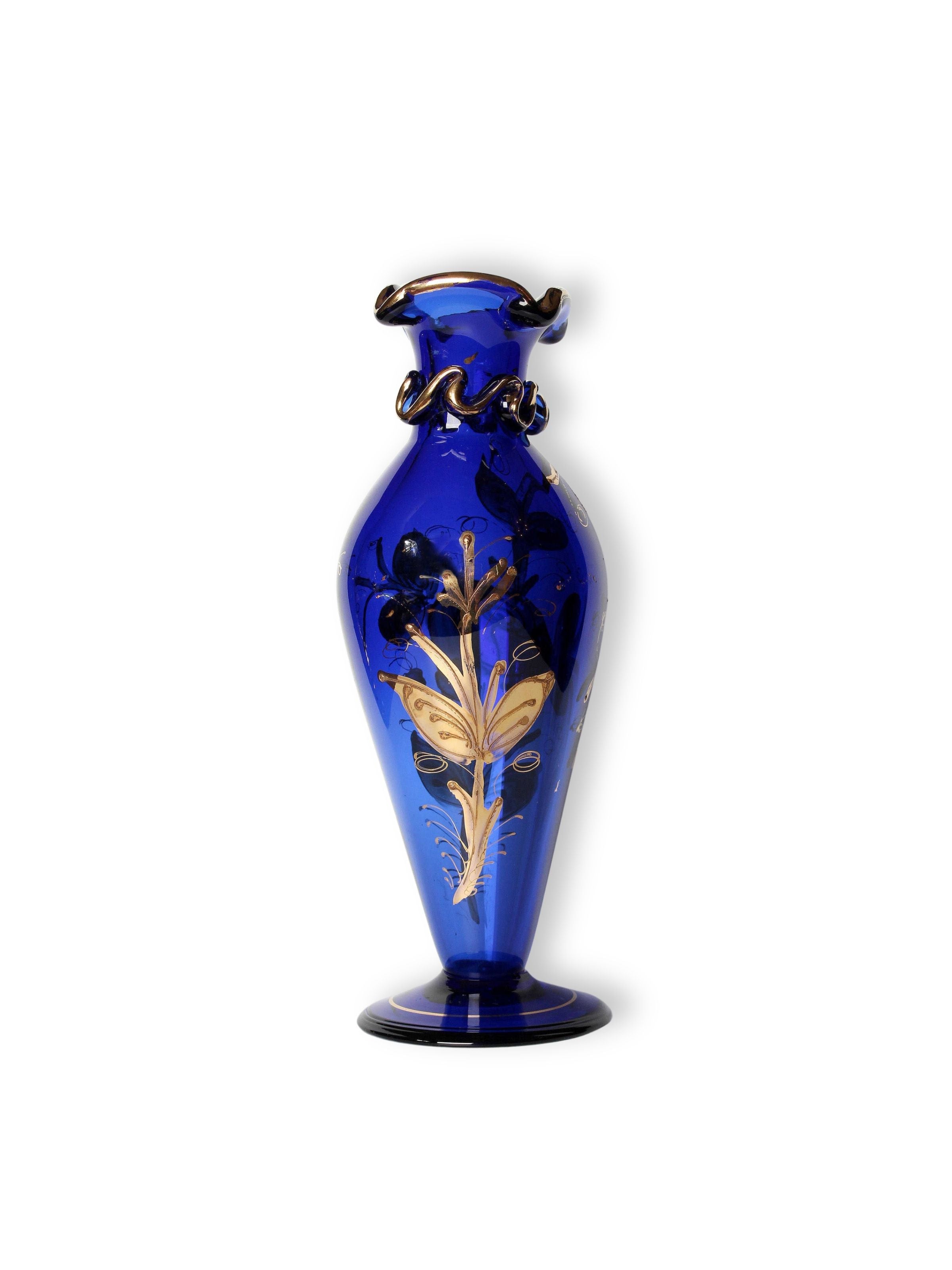 Vintage, İran, El Yapımı Üfleme Cam Dekoratif Vazo