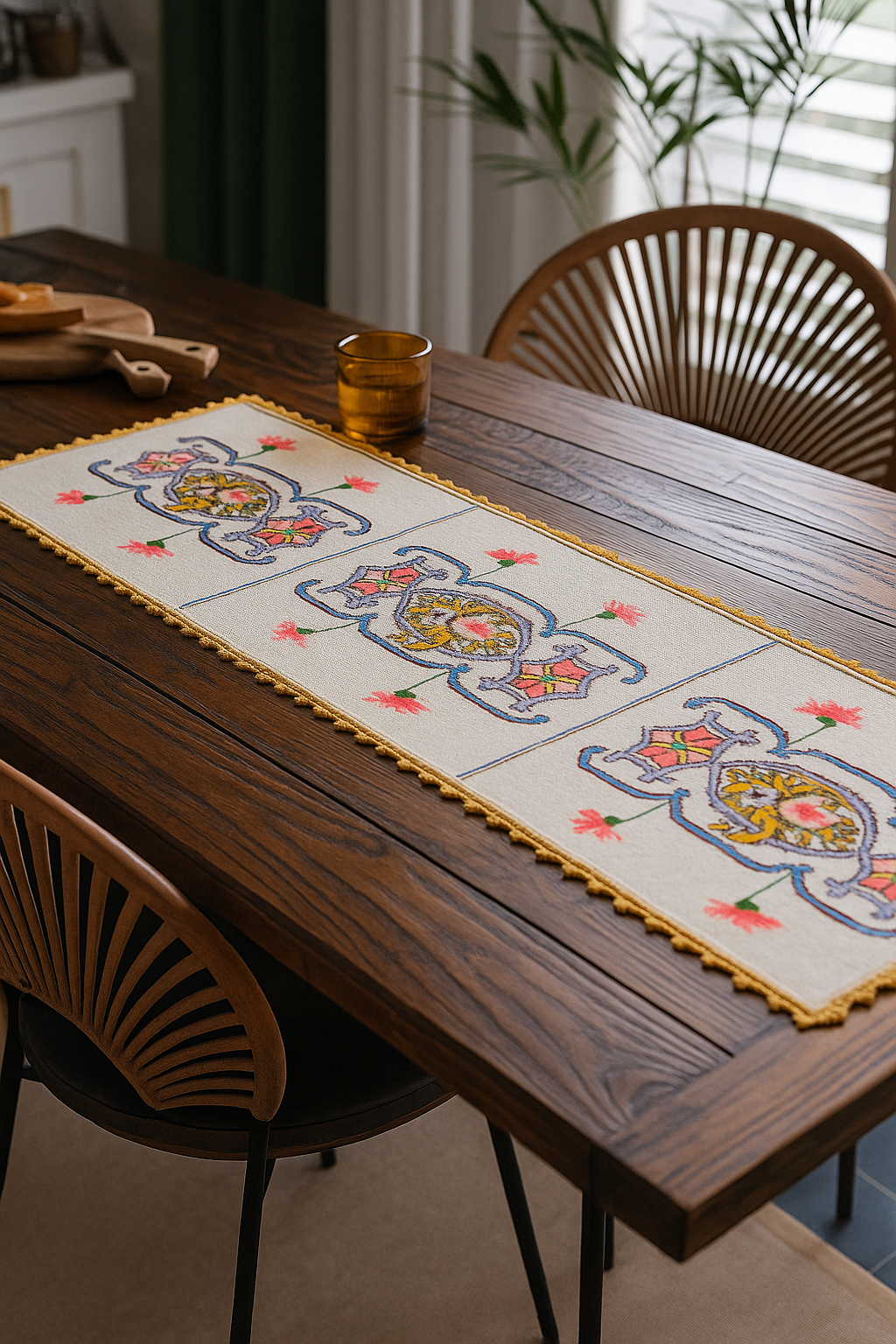 Filiz Yeşili – 1960 Antika Kanava & Hesap İşi Peçetelerden Uyarlanmış Dekoratif Örtü