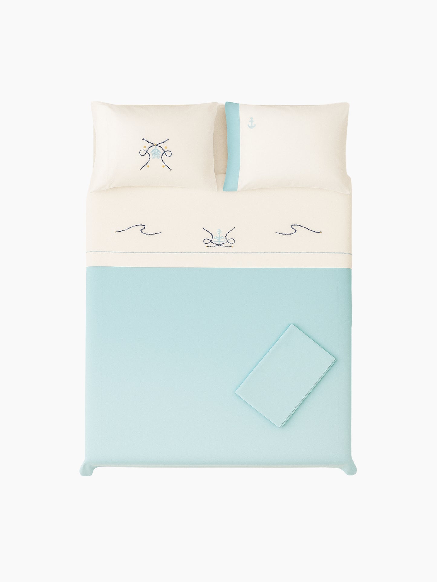 Deniz – Çapa ve Halat Motifli Pamuklu Keten Nevresim Takımı