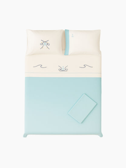 Deniz – Çapa ve Halat Motifli Pamuklu Keten Nevresim Takımı