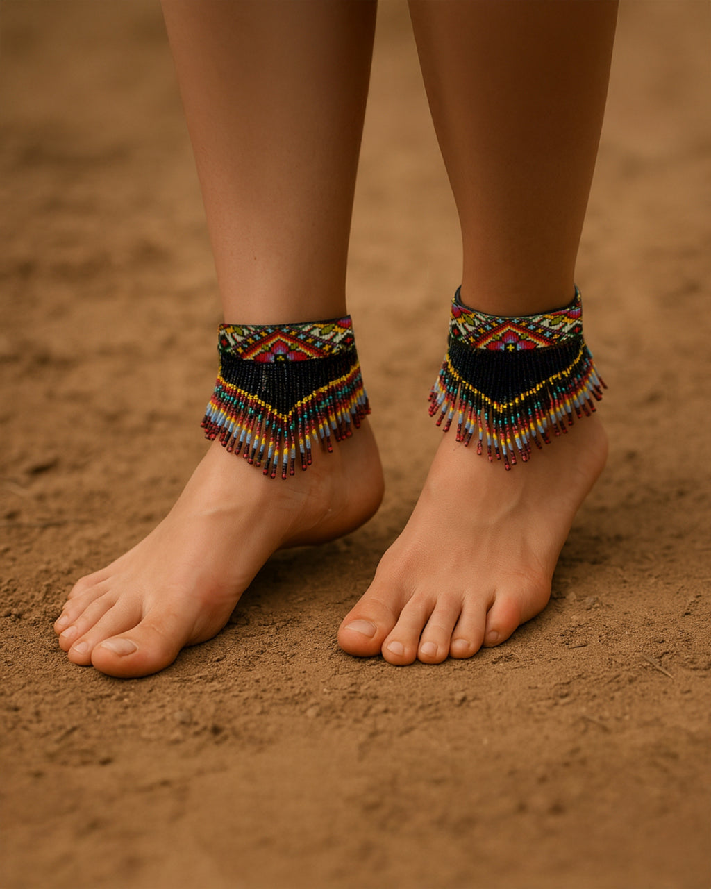 Berfin – Bir Çift Toprak Tınıları ve Renkli Adımlar Halhal ve Bileklik