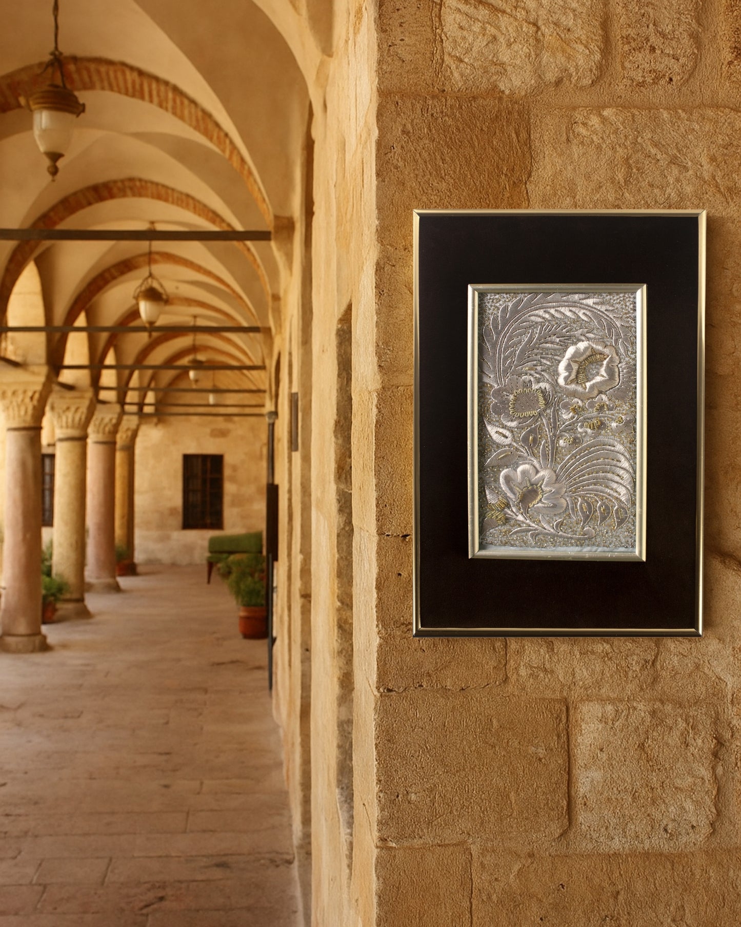 Nobility – 1980s Handcrafted Silver Thread Panel