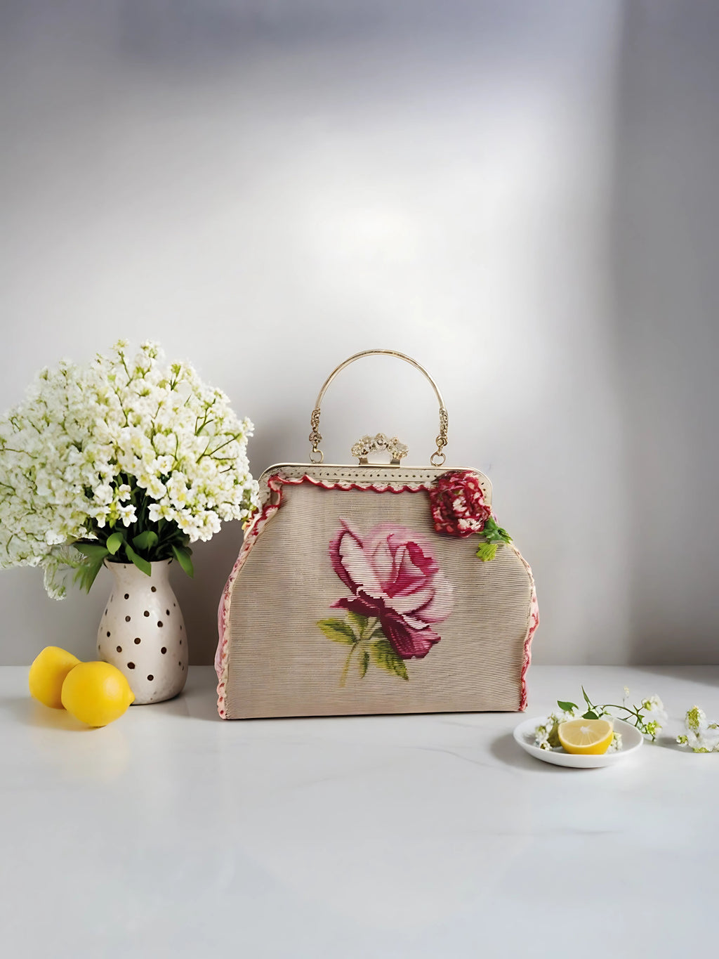 Pelin – Natürel Gül Bahçesi Vintage Çanta